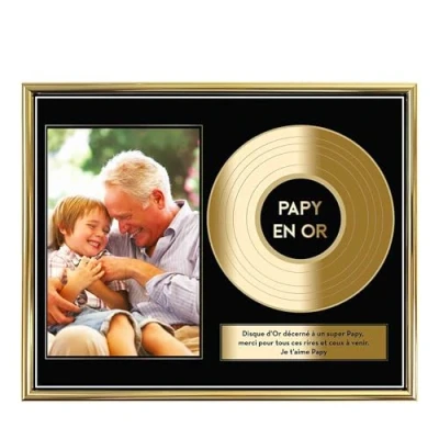 Image de THE REPLICANT Cadre Photo Disque d&#039;or Papy en Or/Dimensions : 26 x 21 1,5 cm