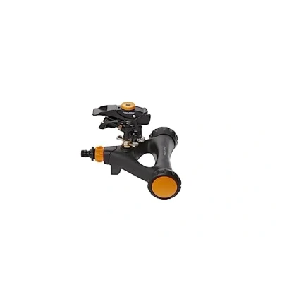 Image de Fiskars Arroseur à impulsions XL Avec Roues, réglage de la portée, contrôle du mode Pulvérisation et Rotation, Taille universelle, Ø 26 m 938 g, Noir/Orange, 1023656