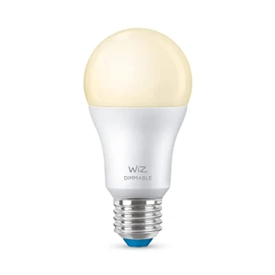 Image de WiZ ampoule LED Connectée Wi Fi à intensité variable E27, Blanc Chaud, équivalent 60W, 806 lumen, fonctionne avec Alexa, Google Assistant et Apple HomeKit