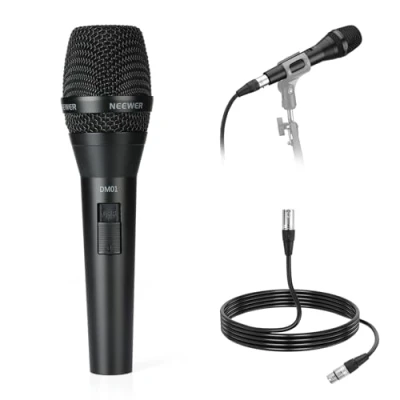 Image de NEEWER DM01 Microphone Dynamique Cardioïde avec Câble XLR pour Podcast,Chant,PC,Jeux,Streaming,Studio,Chant,Discours,Performances en Direct,Impédance 600Ω+/ 30%,Plage de fréquences 100Hz 10KHz