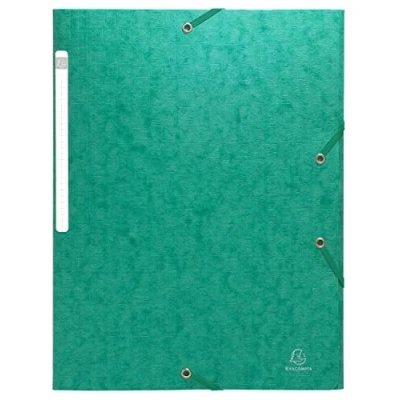 Image de Exacompta Réf. 55753E 1 chemise à élastiques Scotten pochette 3 rabats Maxi Capacity en carte lustrée gaufrée dimensions 24 x 32 cm pour documents au format A4 couleur vert