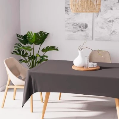 Image de Soleil d&#039;ocre, Alix Nappe rectangle anti tâches, Polyester, Gris, 160x270 cm