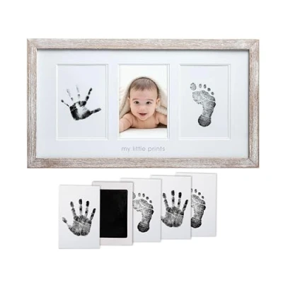 Image de Babyprints Rustic Frame, Baby Keepsake Item, Nursery Décor, Handprint And Footprint, Wood