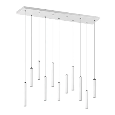 Image de Trio, Suspension, Tubular incl. 11 x LED,SMD,2,8 Watt,3000K,350 Lm. Plastique, Blanc, Corps: Métal, blanc mat L:115,0cm, L:15,0cm, H:150,0cm Réglable avec interrupteur,IP20,Réglable en hauteur