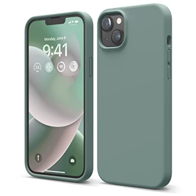 Image de elago Coque Silicone Liquide Compatible avec iPhone 14 Plus Étui (6.7), Premium, Housse Protection Complète Case Antichoc à 4 Structure, Microfibre Douce Empêche Rayures (Vert Nuit)