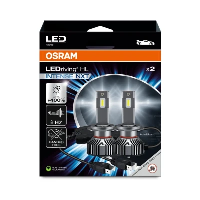 Image de OSRAM LEDriving HL EASY INTENSE NXT ≜ H7, Feu de route et croisement LED croisement, blanc froid 6000 K, aucun accessoire nécessaire, utilisation tout terrain uniquement pas ECE,2 lampes