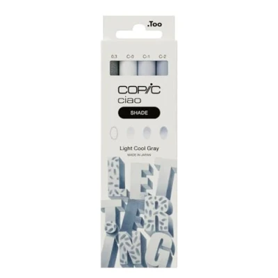 Image de Copic Ciao Shade Lot de 3 marqueurs Twin gris clair avec une pointe moyenne et pinceau, Multiliner Cool Gray 0,3 mm