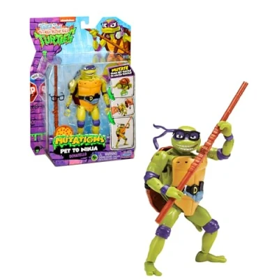 Image de Tortues Ninja, 1 Figurine Deluxe 15 cm, Transformable, Modèle Donatello, pour Les Enfants à partir de 4 Ans et Plus, TU8381