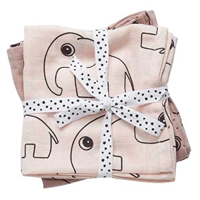 Image de Done by deer 30681 Lot de 2 Mousseline Motif éléphant Rose