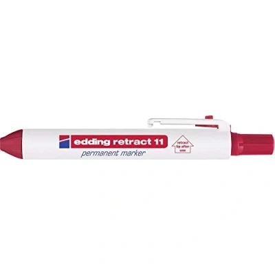 Image de edding retract 11 marqueur permanent rouge 1 stylo pointe ronde 1,5 3 mm résistant à l&#039;eau, séchage rapide pour une utilisation facile d&#039;une seule main carton, plastique, bois