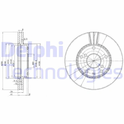 Image de DELPHI BG3531 Disque de frein 256 24 5 ventilé huilé non traité sans roulement roue, bague ABS DAEWOO: Leganza
