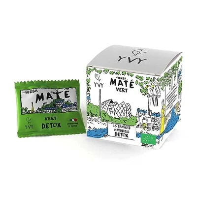 Image de YVY MATÉ Yerba Mate vert Bio Grand Cru Format pratique 15 sachets de thé Maté naturels Non Fumé, Sans Tige, Poussière Infusion proche du Boisson Détox