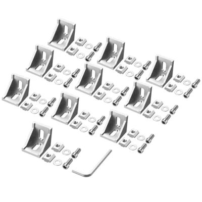 Image de Justech 10pcs Joint à Angle Droit 4040 Support d&#039;Angle de Forme L 90 Degrés en Aluminium avec Kit Fixation pour Porte Fenêtre Meuble etc