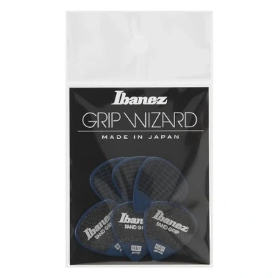 Image de Ibanez PPA16HSG DB Lot de 6 médiators grip WIZARD à sable, 1.0mm, Bleu foncé