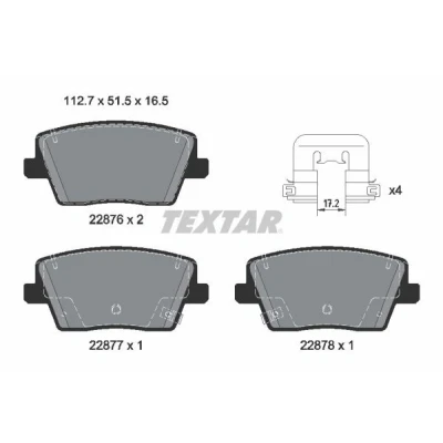 Image de TEXTAR 2287601 Jeu de plaquettes frein contact signal d&#039;usure inclus avec accessoires HYUNDAI: i30 III 3/5 portes, Fastback