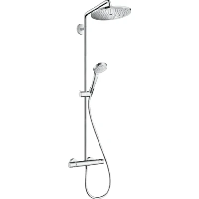 Image de hansgrohe Croma Select S Colonne de douche sans mitigeur, pluie 280 mm avec inverseur, douchette (3 jets), support, flexible douche, barre et tête ronde 1 jet, Chromé, 26790000