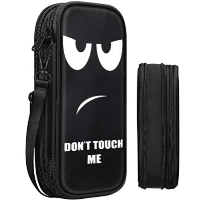 Image de FINPAC Trousse Scolaire, Extensible Grande Capacité à Crayons Organiseur Sac avec Poignée pour l&#039;Office College, (Don&#039;t Touch)