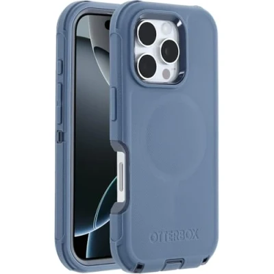 Image de Otterbox Coque Defender Series MagSafe pour iPhone 16 Pro, résistante aux Chutes, Ultra Robuste, de Protection, supporte 7X Plus Chutes Que la Norme Militaire, Bleu, Livré sans Emballage