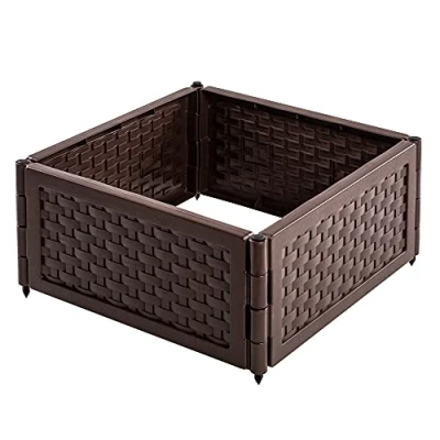 Image de UPP jardinière surélevée modulable I carré Potager Lot de 12 Panneaux en Plastique Utilisable comme composteur ou bac à Fleurs Dimension d’Un Panneau : 53 x 24 cm Marron