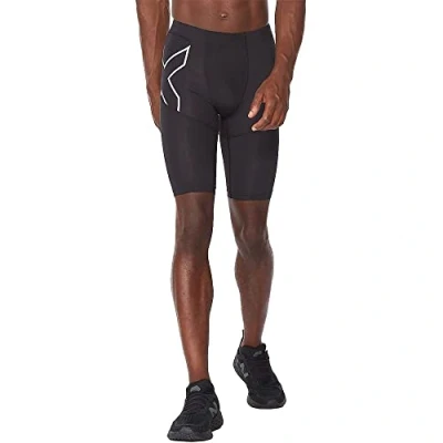 Image de 2XU Homme Run Dash Compression Short, Noir/Argenté (Black/Silver Reflective), S EU