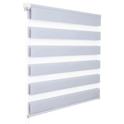 Image de WOLTU Store Enrouleur Jour Nuit sans Perçage, Zébré en Double Tissu, Rideau Translucide et Occultant, Protection de la Vie Privée, Montage Facile avec Clips, 60l x 150L cm, Gris