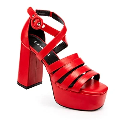 Image de LAMODA Femme Red Common Occurrence Sandales à Talons, Polyuréthane Rouge, 39 EU