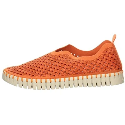 Image de Ilse Jacobsen HORNBÆK Chaussures Plates pour Femmes Sneaker à Enfiler en Microfibre recyclée et Semelle Caoutchouc Naturel antidérapant Tulip3275 Orange 40