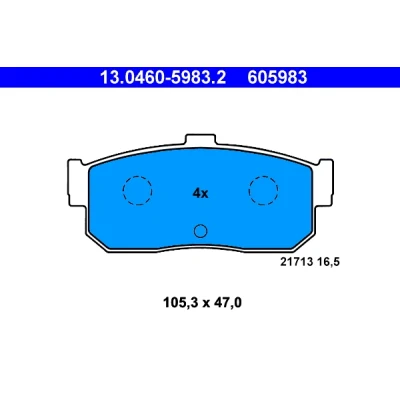 Image de ATE 13.0460 5983.2 Jeu de plaquettes frein non préparé pour indicateur d&#039;usure, contact signal d&#039;usure exclu NISSAN: Almera II 3/5 portes, 100NX