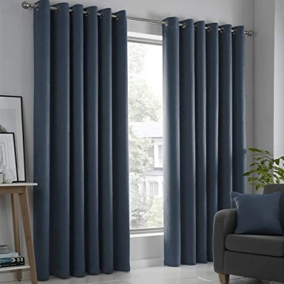 Image de Fusion Strata Paire de Rideaux Occultants à œillets, 46&quot; Width x 54&quot; Drop (117 137cm), bleu marine