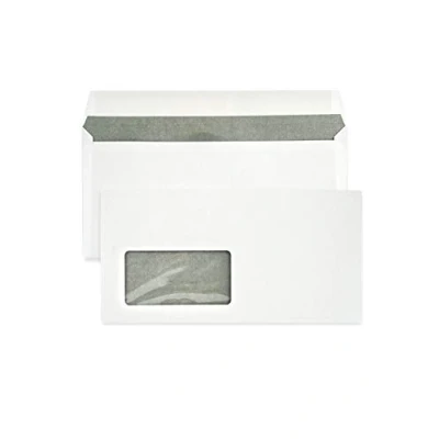 Image de Netuno 1000 enveloppes blanches avec fenêtre à gauche DL 110 x 220 mm 80g d&#039;affaires lettres longues pour impression intérieure grise