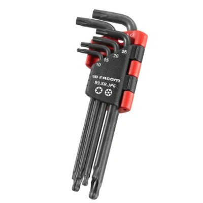 Image de FACOM 89SR.JP6PB Jeu de 6 Clés Mâles Longues à Tête Sphérique Résistor 4 Types Dimensions et Têtes Étui Compact Volet Rabattable Matériau Robuste Pour Particuliers Professionnels