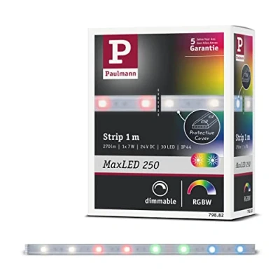 Image de Paulmann 79882 LED MaxLED 250 1 m RGBW IP44 Protect Cover INCL 1x7 Watts Strip Bande Lumineuse 3000 K, Matière Plastique, 7 W, Argent
