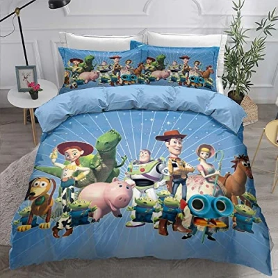 Image de 3 Pièces Housse De Couette Super Douce avec Fermeture Éclair Toy Story, Ensembles Literie 100% Microfibre 2 Taies d&#039;oreiller 80x80cm (200 x 200 cm,Modèle 03)