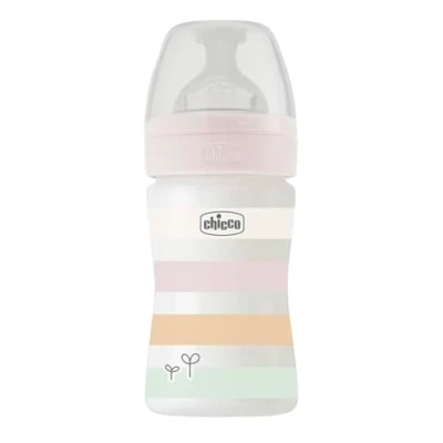 Image de Chicco Biberon Bien Être Débit Lent, Tétine Physio en Silicone Souple et Doux, Système Anti Colique, Réduit les Régurgitations L&#039;Irritabilité, Plastique de 150 ml, 0 Mois plus, Rose