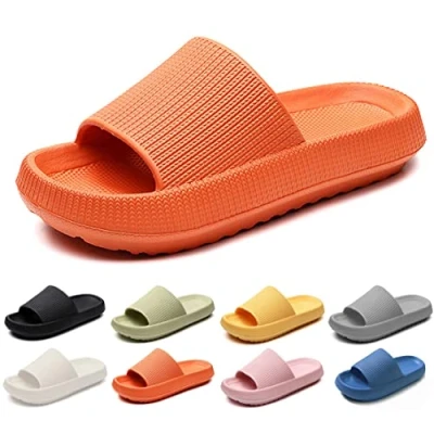 Image de MEIION Homme Femme Chaussons Super Doux EVA Claquettes Antidérapant Pantoufles de Bain Antidérapants à Séchage Rapide EU 36 47 Orange,40/41