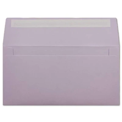Image de Paper Media Enveloppes Format Long Lilas 11 x 22 cm 120 g/m² Fermeture autocollante Standard pour baptême et Invitations 25 Stück Flieder DIN Lang