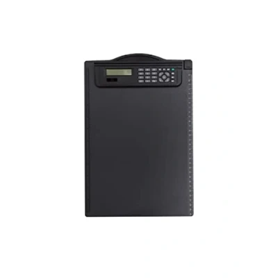 Image de MAUL Porte Bloc avec Calculatrice, Din A4, Calculatrice Solaire Intégrée Écran à 8 Chiffres, Multifonction pour Bureau et Lieu de Travail, Noir