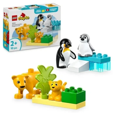 Image de LEGO Duplo Familles d’Animaux Sauvages : Pingouins et Lions Jouet interactif pour Les Enfants dès 2 Ans Jeu de Construction Montessori Qui stimule Le créatif 10442