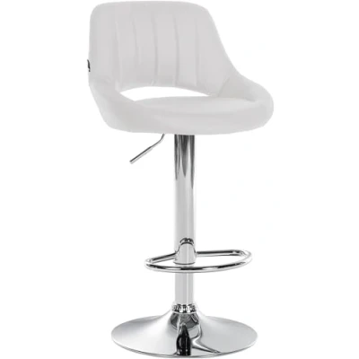 Image de CLP Tabouret De Bar Milet Simili Cuir I Comptoir Rotatif avec Repose Pieds Et Dossier Réglable en Hauteur Rembourré, Couleur:Blanc, Couleur du Cadre:Chrome