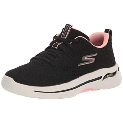 Image de Skechers Femme Go Walk Arch Fit Unify Basket, Noir/Rose, 37.5 EU