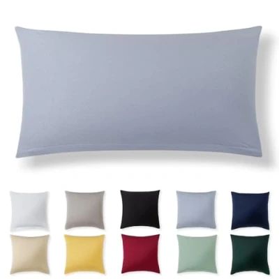 Image de Alreya Taie Oreiller 40x80 Coton Bleu Clair 100% Jersey Coton, Housse de Coussin cm, Taies d&#039;oreiller en avec Fermeture éclair 40 x 80 cm