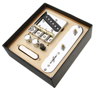 Image de Alnicov Plaque De Pont Selle À 6 Cordes, Commande Commutateur 3 Voies, Ensemble Micro Manche Pour Pièces Rechange Guitares Électriques Telecaster