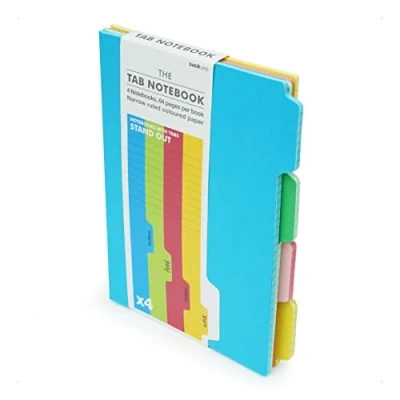 Image de Suck UK Carnet A5 avec intercalaires Cahier d&#039;exercice onglets d&#039;annotation Lot de 4 carnets d&#039;étude et papeterie révision notes cahiers scolaires Couleur