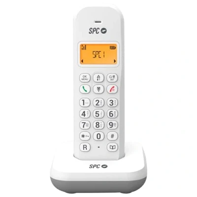 Image de SPC Keops Téléphone sans Fil Écran Lumineux Rétroéclairé 35x30mm, Répertoire 50 Contacts, Mode ÉCO, Compatibilité GAP Blanc