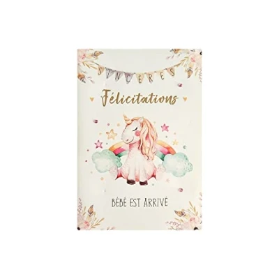 Image de Carte De Voeux Naissance Sincères Félicitations Bébé est arrivé Licorne