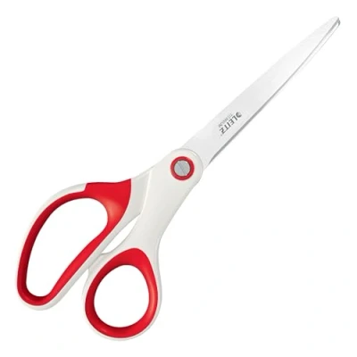 Image de Leitz WOW Ciseaux en Titane, Gauchers &amp; Droitiers (Ambidextres), Longueur 20,5 cm, Revêtement Anti Adhésif, Design Ergonomique, Coloris Rouge (53192026)