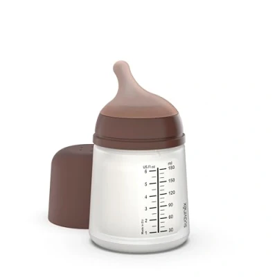 Image de Suavinex, Biberon Anti Colique Zero Zero, avec Tétine Spécial Allaitement (A), pour Bébés +0 Mois, Nouveau né, Idéal l&#039;Allaitement Mixte, Imitant le Sein, 180 ml, Deep