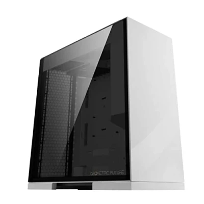 Image de Geometric Future M8 Lohan Boîtier PC E ATX/ATX mi Tour, Conception de Tunnel d&#039;air Vertical, Prise en Charge du radiateur 420/360, Montage GPU Blanc, GEO LOW