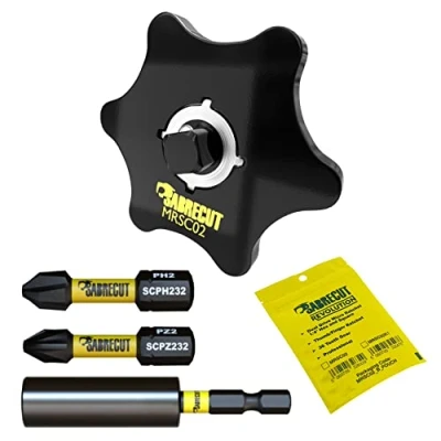 Image de SabreCut 4 pièces MRSC02K1 DualDrive Square Drive Thumb Mini Micro Ratchet 1/4&quot; Professional 36 Dent Gear Finger with 32mm PH2 PZ2 Screwdriver Impact Bits and a Magnetic 60mm Bit Holder
