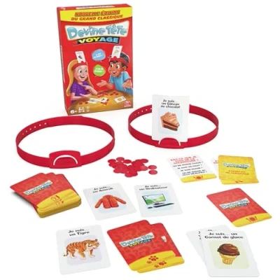 Image de DEVINE TETE VOYAGE Jeu De Société Famille Bandeaux et Devinettes Devinez L’illustration La Carte Qui Est Sur Votre Tête Cartes Version Française Enfant 6 Ans +